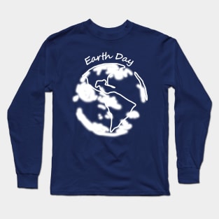 White Eco Planet Earth Day Monochrome Long Sleeve T-Shirt